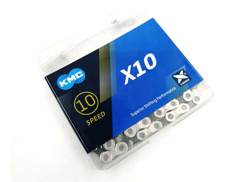 картинка Цепь, X10, 5,85 - 6,20 мм (10 скоростей), 116 зв., KMC, серебряно-черная, RCNX10000001 | велосалон Драйв г. Липецк