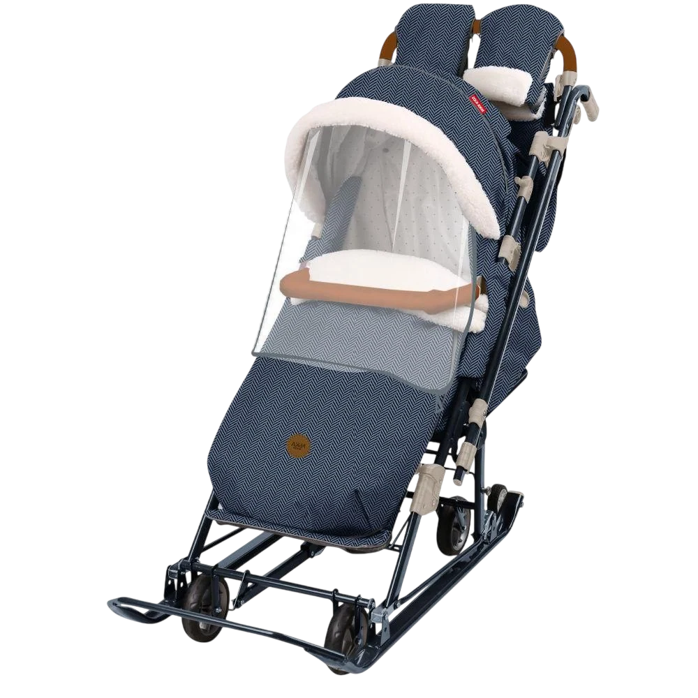 картинка Санки-коляска Nika Ника детям 7-8 (НД7-8К елочка синий) | велосалон Драйв г. Липецк